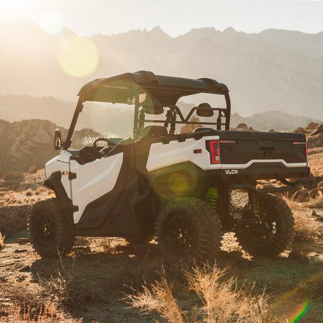 VLNC HF1 3 seater electric side by side profile image on ranch with a view like Central Otago